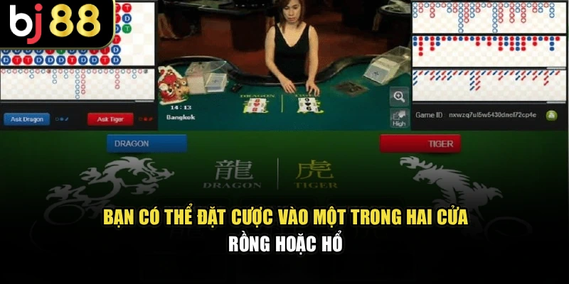Bạn có thể đặt cược vào một trong hai cửa Rồng hoặc Hổ